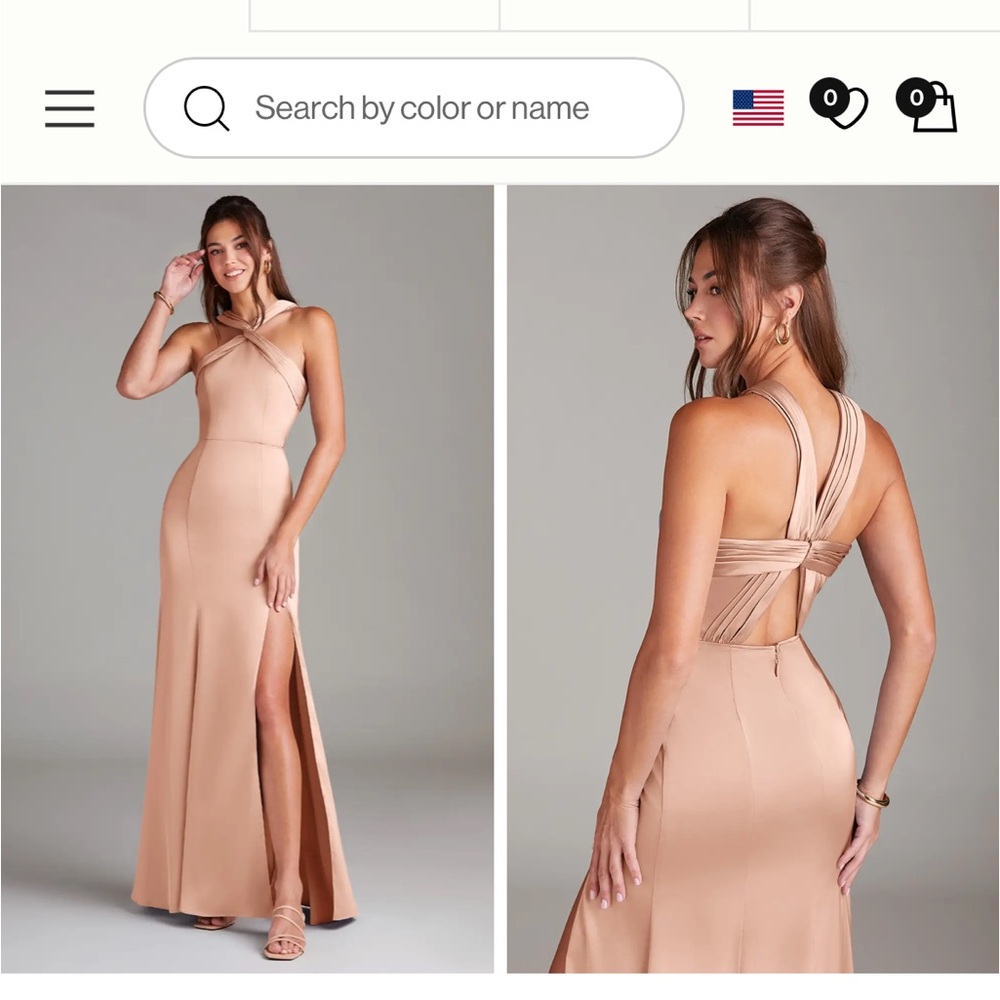 Satin floor length gown - Azazie Rue